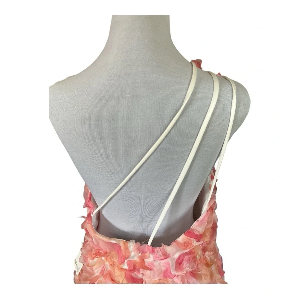Faeriesty 3D Floral Rose Dress XL – One Shoulder, Pink Peach, NWT - Picture 5 of 11